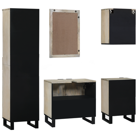 vidaXL Bathroom Furniture Set 5 pcs Walnut brown 38 x 33 x 160 cm