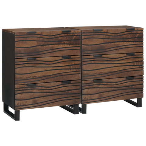 vidaXL Sideboards with Drawer with Storage 2 pcs Brown Medium Solid wood
