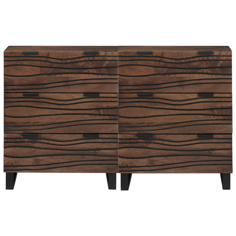 vidaXL Sideboards with Drawer with Storage 2 pcs Brown Medium Solid wood