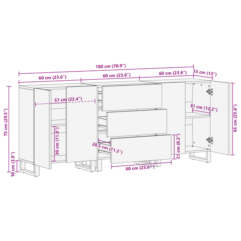 vidaXL Bathroom Furniture Set with Drawer with Shelf with Storage with Door 3 pcs Brown Large