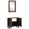vidaXL Bathroom Furniture Set with Shelf with Storage with Door with Mirror 2 pcs Brown Standard