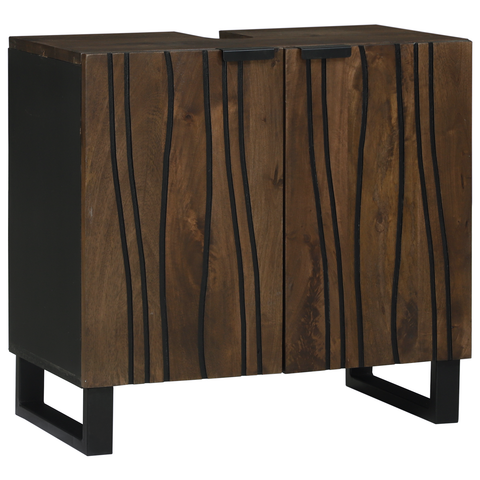 vidaXL Bathroom Furniture Set with Shelf with Storage with Door with Mirror 2 pcs Brown Standard