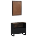 vidaXL Bathroom Furniture Set with Shelf with Storage with Door with Mirror 2 pcs Brown Standard