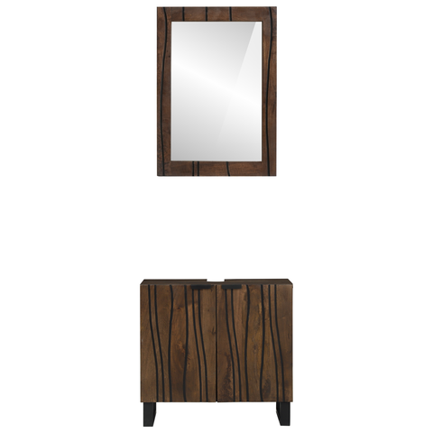 vidaXL Bathroom Furniture Set with Shelf with Storage with Door with Mirror 2 pcs Brown Standard