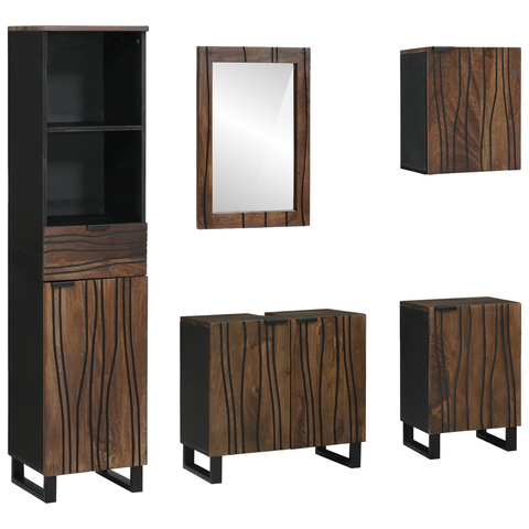 vidaXL Bathroom Furniture Set with Drawer with Shelf 5 pcs White 38 x 33 x 160 cm