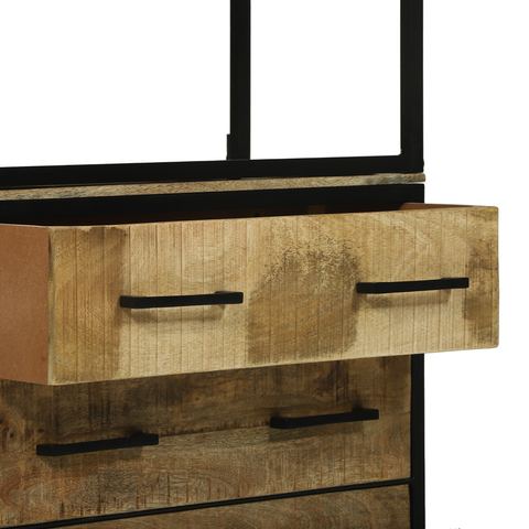 vidaXL Highboard 70x35x180 cm Solid Rough Wood Mango