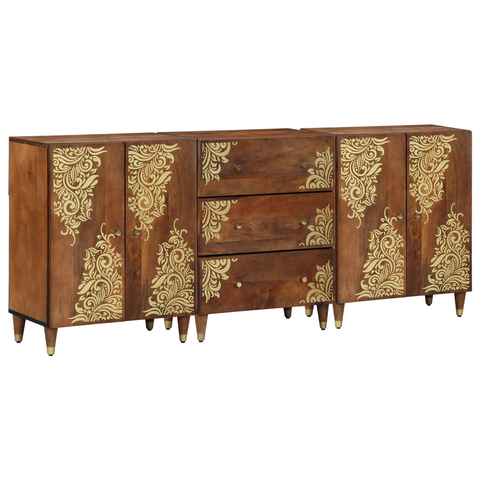 vidaXL 3 Piece Bathroom Furniture Set Solid Rough Wood Mango