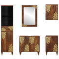 vidaXL 5 Piece Bathroom Furniture Set Solid Rough Wood Mango