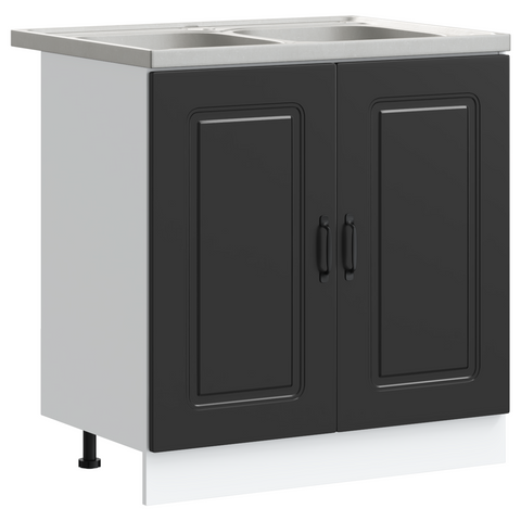 vidaXL Kitchen Cabinet with Door Kalmar 2 pcs Black 80 x 46 x 81.5 cm
