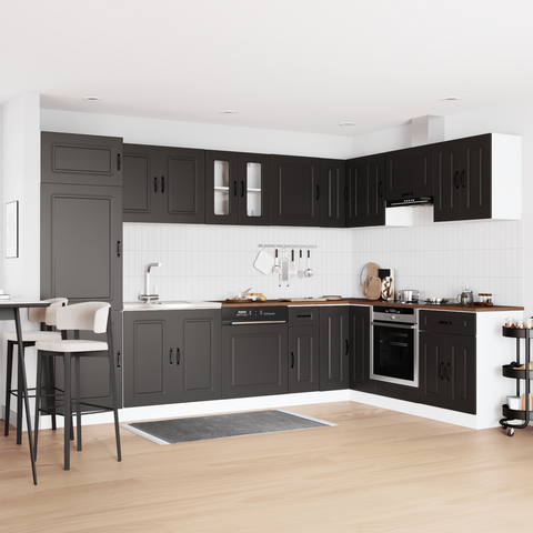 vidaXL Kitchen Cabinet with Door Kalmar 2 pcs Black 80 x 46 x 81.5 cm