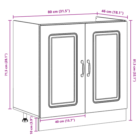 vidaXL Kitchen Cabinet with Door Kalmar 2 pcs Brown 80 x 46 x 81.5 cm