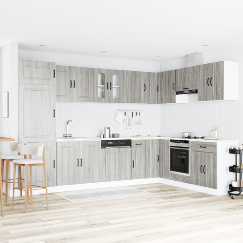 vidaXL Kitchen Cabinet with Door Kalmar 2 pcs Grey 80 x 46 x 81.5 cm