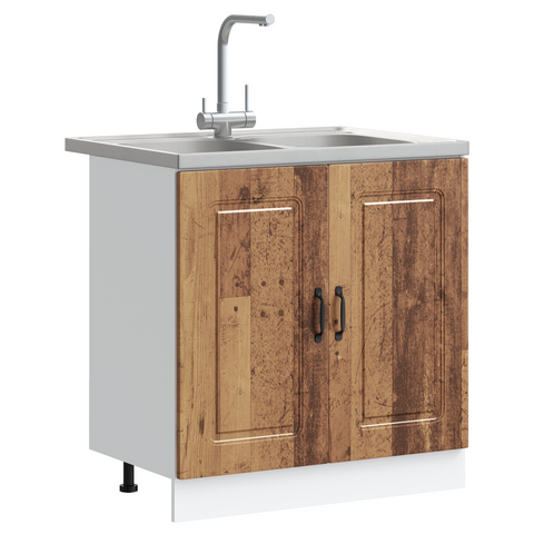 vidaXL Kitchen Cabinet with Door Kalmar 2 pcs Brown 80 x 46 x 81.5 cm