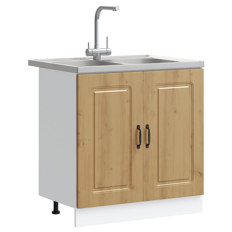 vidaXL Kitchen Cabinet with Door Kalmar 2 pcs Brown 80 x 46 x 81.5 cm