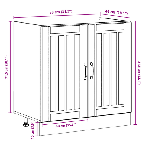 vidaXL Kitchen Cabinet with Door Lucca 2 pcs White 80 x 46 x 81.5 cm