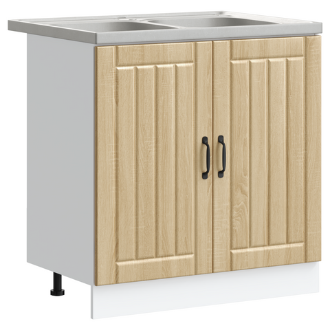 vidaXL Kitchen Cabinet with Door Lucca 2 pcs Brown 80 x 46 x 81.5 cm