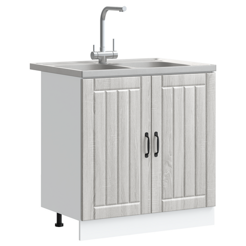 vidaXL Kitchen Cabinet Lucca 2 pcs Light Grey 80 x 46 x 81.5 cm