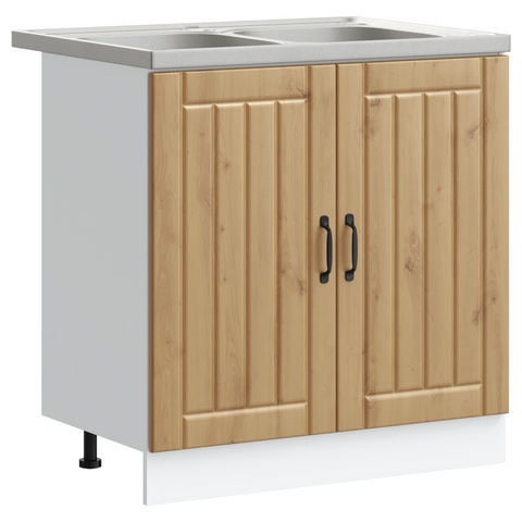 vidaXL Kitchen Cabinet with Door Lucca 2 pcs Brown 80 x 46 x 81.5 cm