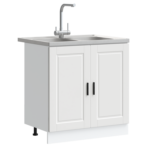 vidaXL Sink Base Cabinet with Door Porto 2 pcs White 80 x 46 x 84.5 cm