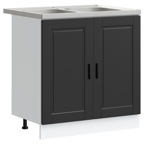 vidaXL Sink Base Cabinet with Door Porto 2 pcs Black 80 x 46 x 84.5 cm