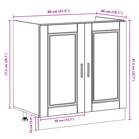 vidaXL Sink Base Cabinet with Door Porto 2 pcs Black 80 x 46 x 84.5 cm
