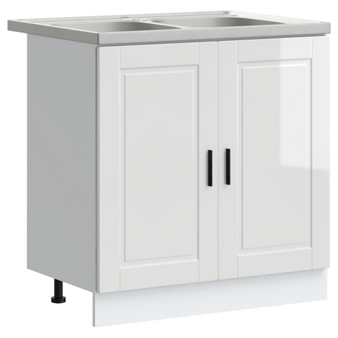 vidaXL Sink Base Cabinet with Door Porto 2 pcs White 80 x 46 x 84.5 cm