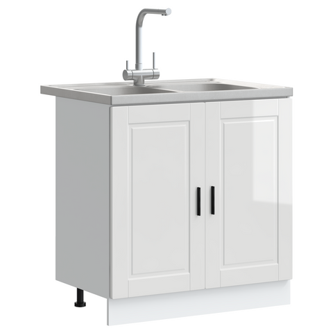 vidaXL Sink Base Cabinet with Door Porto 2 pcs White 80 x 46 x 84.5 cm