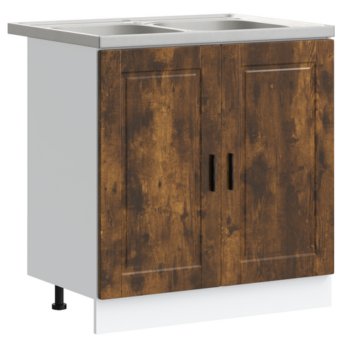 vidaXL Sink Base Cabinet with Door Porto 2 pcs Brown 80 x 46 x 84.5 cm