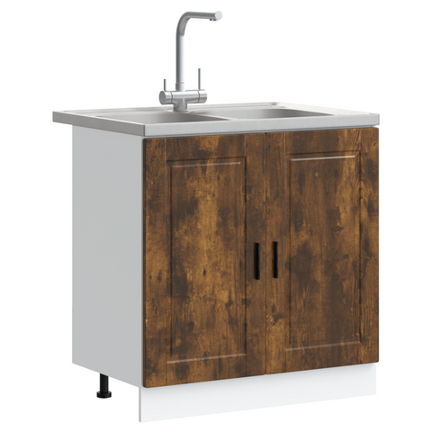 vidaXL Sink Base Cabinet with Door Porto 2 pcs Brown 80 x 46 x 84.5 cm