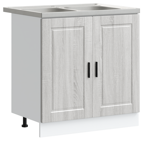 vidaXL Sink Base Cabinet with Door Porto 2 pcs Grey 80 x 46 x 84.5 cm
