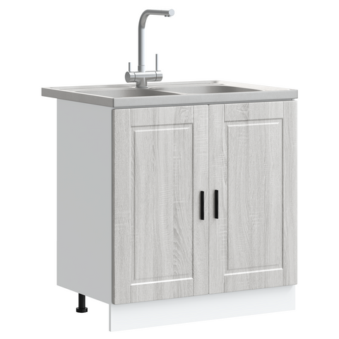 vidaXL Sink Base Cabinet with Door Porto 2 pcs Grey 80 x 46 x 84.5 cm