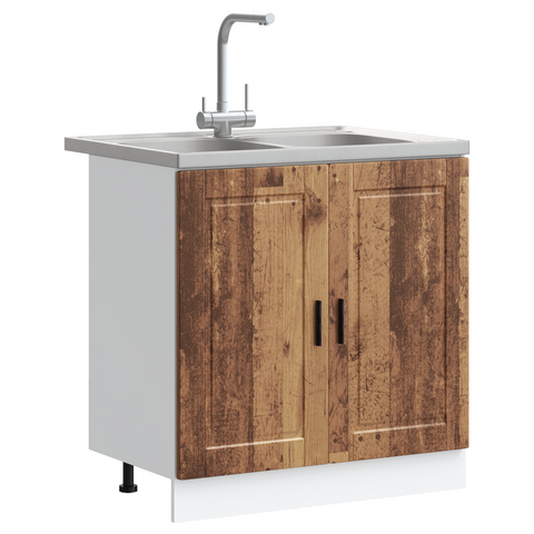 vidaXL Sink Base Cabinet with Door Porto 2 pcs Brown 80 x 46 x 84.5 cm
