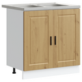 vidaXL Sink Base Cabinet with Door Porto 2 pcs Brown 80 x 46 x 84.5 cm