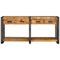 vidaXL Console Tables with Drawer with Shelf with Storage 2 pcs Brown Solid rough mango wood