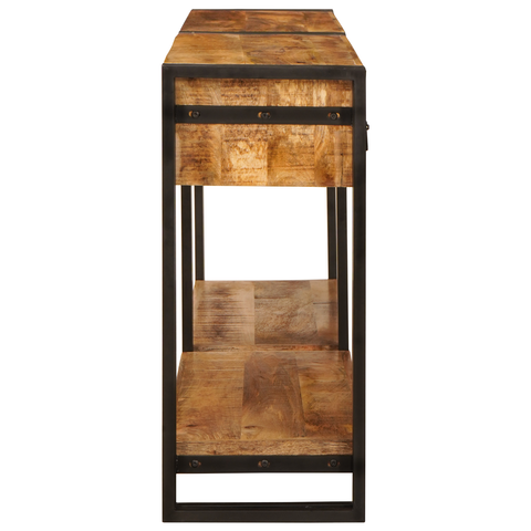 vidaXL Console Tables with Drawer with Shelf with Storage 2 pcs Brown Solid rough mango wood