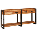 vidaXL with Drawer with Shelf with Storage 2 pcs Brown 160 x 33 x 75 cm Solid acacia wood
