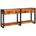 vidaXL with Drawer with Shelf with Storage 2 pcs Brown 160 x 33 x 75 cm Solid acacia wood