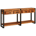 vidaXL with Drawer with Shelf with Storage 2 pcs Brown 160 x 33 x 75 cm Solid acacia wood