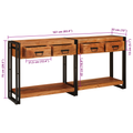 vidaXL with Drawer with Shelf with Storage 2 pcs Brown 160 x 33 x 75 cm Solid acacia wood