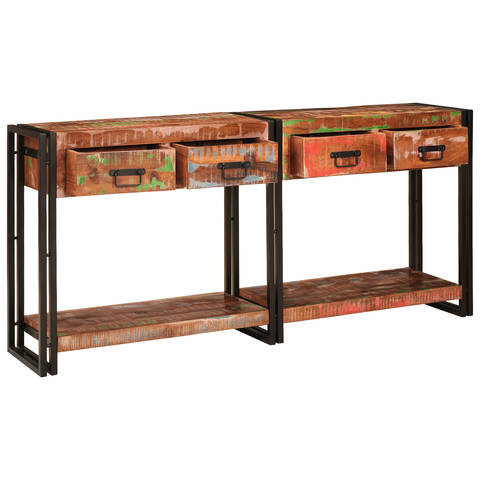 vidaXL Console Tables Set of 2 with Drawers, Multicolour Solid Wood Reclaimed