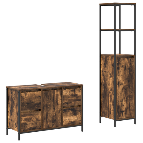 vidaXL 2-Piece Bathroom Furniture Set in Smoked Oak Engineered Wood