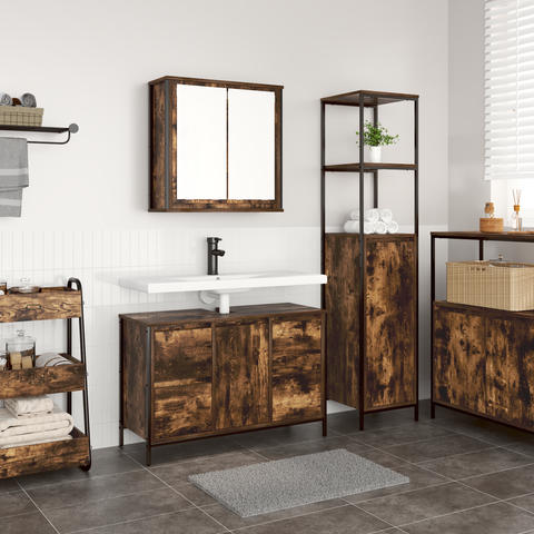 vidaXL 2-Piece Bathroom Furniture Set in Smoked Oak Engineered Wood