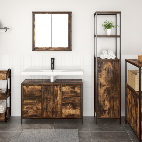 vidaXL 2-Piece Bathroom Furniture Set in Smoked Oak Engineered Wood