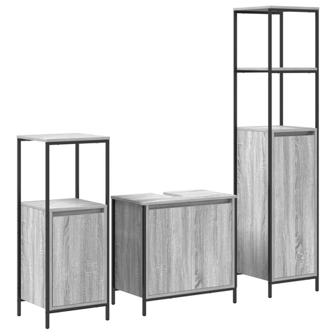 vidaXL 3 Piece Bathroom Furniture Set in Grey Sonoma Engineered Wood