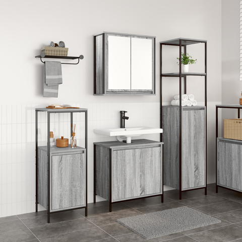 vidaXL 3 Piece Bathroom Furniture Set in Grey Sonoma Engineered Wood