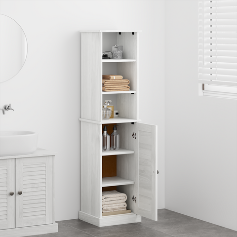 vidaXL Bathroom Furniture Set with Shelf 2 pcs Brown and White Medium