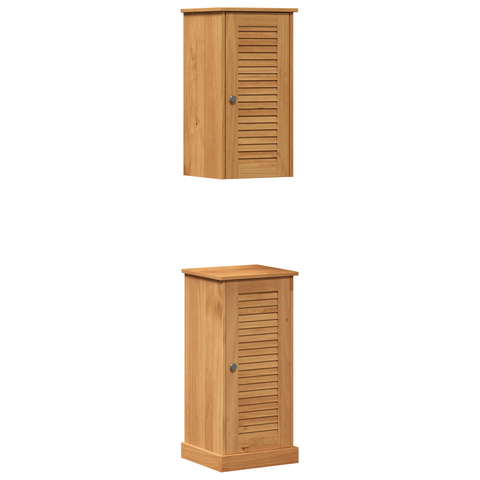 vidaXL Bathroom Furniture Set with Shelf with Storage with Door 2 pcs Brown and Honey brown