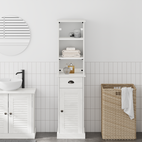 vidaXL Bathroom Furniture Set 2 pcs Brown and White 37 x 34 x 150 cm