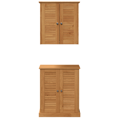 vidaXL Bathroom Furniture Set with Shelf with Storage with Door 2 pcs Brown Solid wood pine