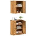 vidaXL Bathroom Furniture Set with Shelf with Storage with Door 2 pcs Brown Solid wood pine